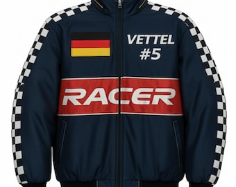 Custom Racing Bomber Jacket: Vintage Motorsport Style, Personalized Name & Number