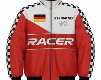 Custom Racing Bomber Jacket: Vintage Motorsport Style, Personalized Name & Number