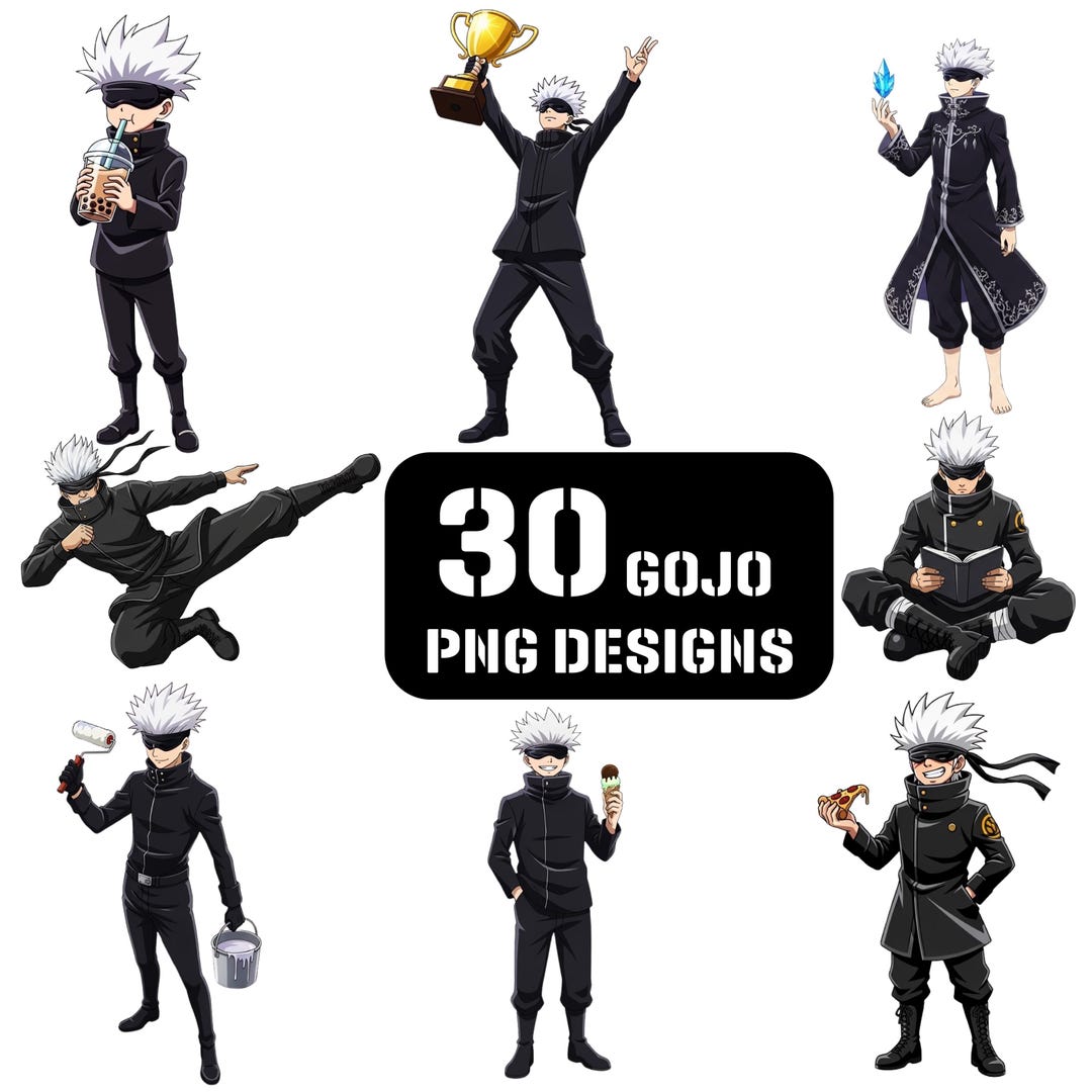Gojo Portrait Vector Gojo Inspired Anime PNG Bundle, 30 Hero Stickers, Vector Art (digital ...