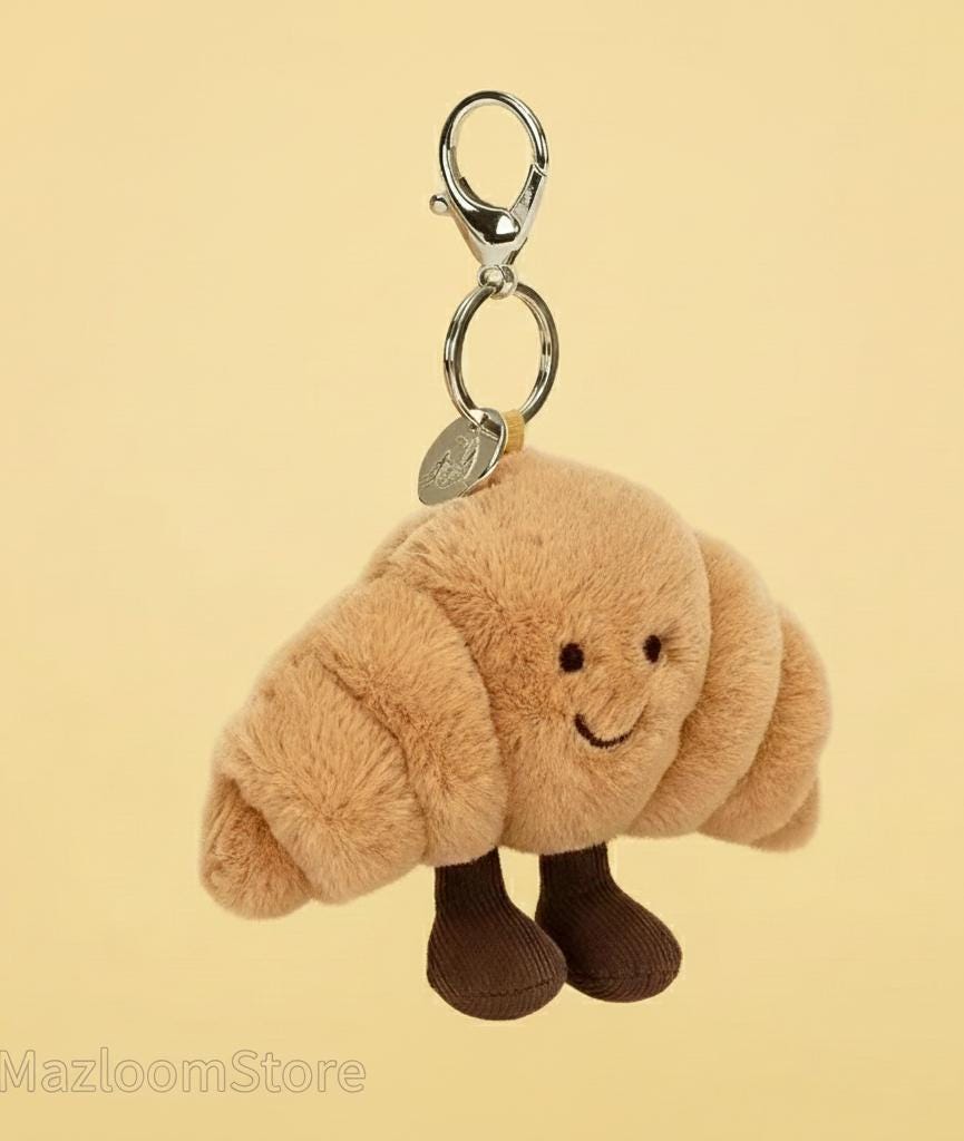 Kawaii Croissant Long Bread Series Plüsch Schlüssel bund Niedlicher hängender Ru