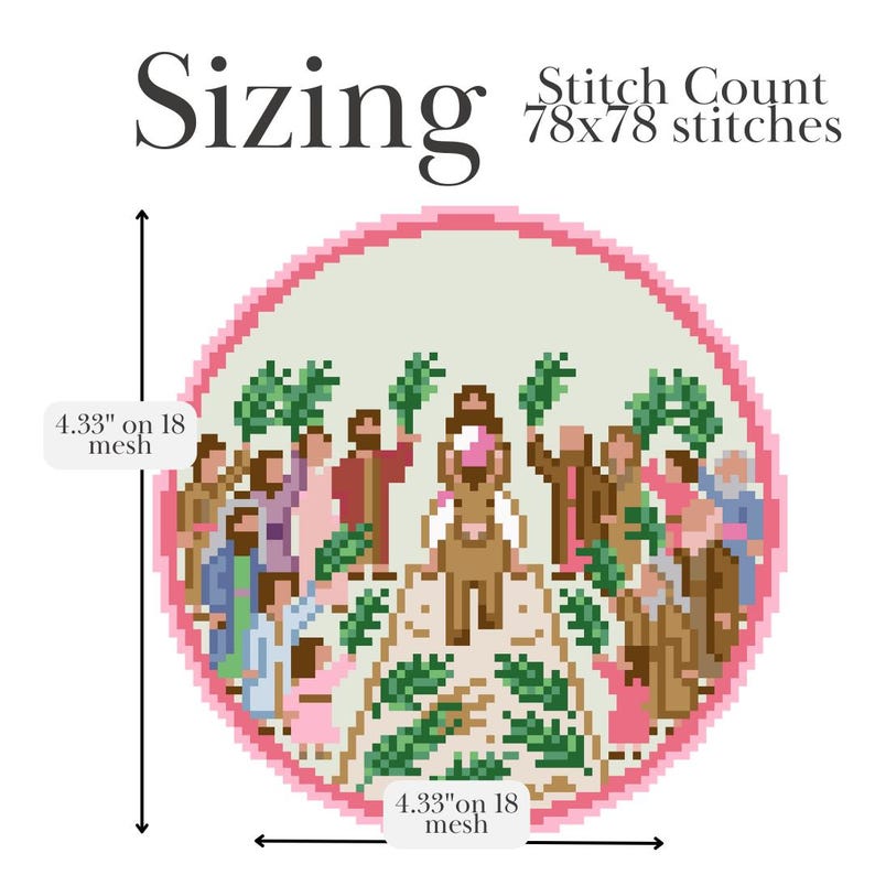 Schema per ornamento a punto croce - Domenica delle Palme / Schema religioso per punto croce / PDF + Download digitale Stitchly Scena di Pasqua cristiana immagine 7