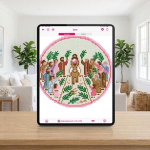 Schema per ornamento a punto croce - Domenica delle Palme / Schema religioso per punto croce / PDF + Download digitale Stitchly Scena di Pasqua cristiana immagine 13