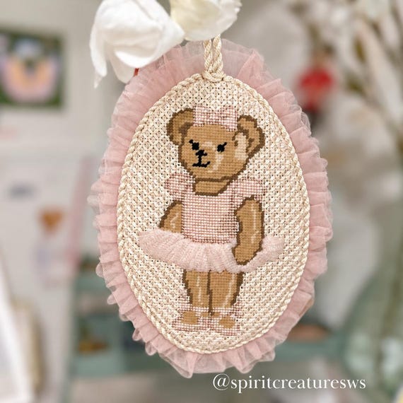 Ballet polo bear Needlepoint Ornament Chart — Bear Ballerina for needlepoint and cross stitch | Gift for Dancer | PDF + Stitchly