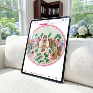 Schema per ornamento a punto croce - Domenica delle Palme / Schema religioso per punto croce / PDF + Download digitale Stitchly Scena di Pasqua cristiana immagine 10