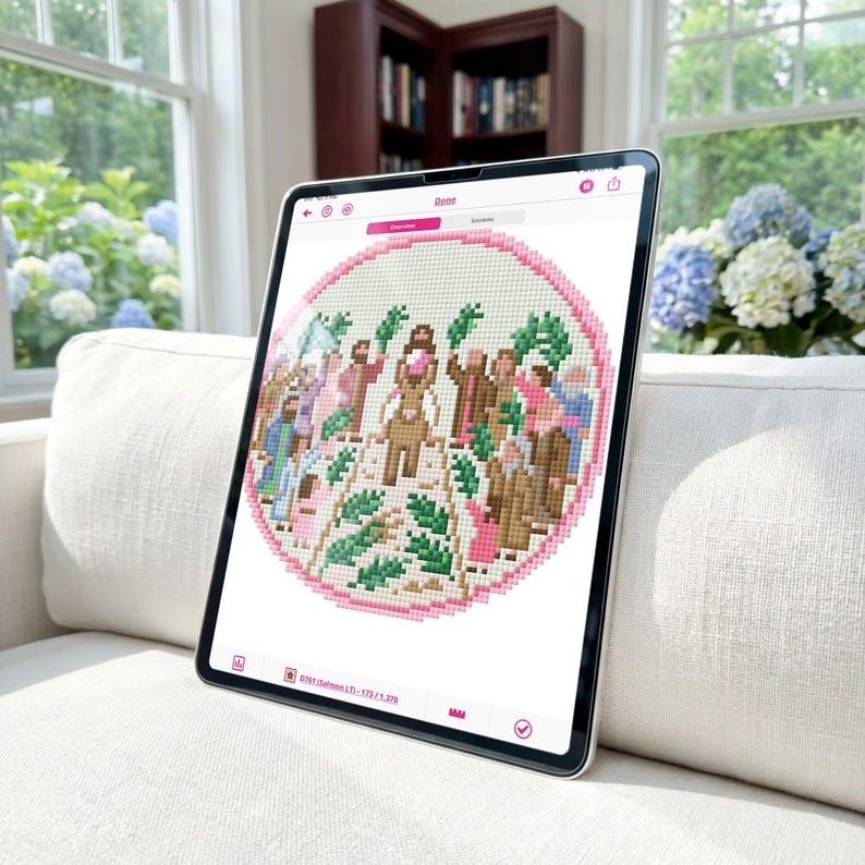Schema per ornamento a punto croce - Domenica delle Palme / Schema religioso per punto croce / PDF + Download digitale Stitchly Scena di Pasqua cristiana immagine 10