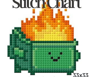 Funny Needlepoint Chart — Dumpster Fire | Beginner Cross Stitch Ornament Pattern PDF + Stitchly | Instant Digital Download