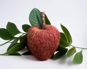 Vintage Primitive Country Woven Grapevine Red Apple Wooden w/ Leaf and Stem, Kitchen Decor, Tiered Tray Accessory