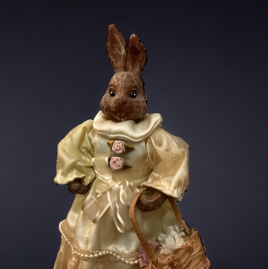 Vintage Victorian Rabbit Bunny Floral Tisket Tasket Basket Figurine, 10 ...