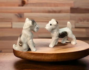 Vintage Ceramic Porcelain Scottish Terrier Dog Figurines, Set of Two