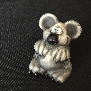 Bill Vernon, Gray Carved Wood Look Koala Bear Figurine