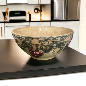 Vintage Meritage Noble Collection Serving Bowl,  8.5&quot; Ceramic Bowl, Grape Motif