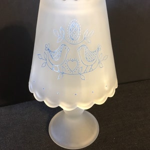 Vintage Frosted Fairy Lamp, Blue Bird, Votive Light
