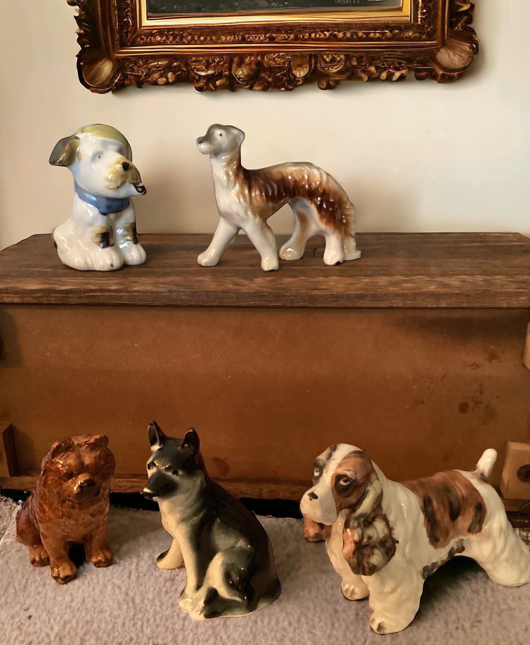 Vintage Dog Figurines, Ceramic Doggie Miniatures, Purebred Vintage Dog Figurines, Ceramic Doggie Miniatures, Purebred