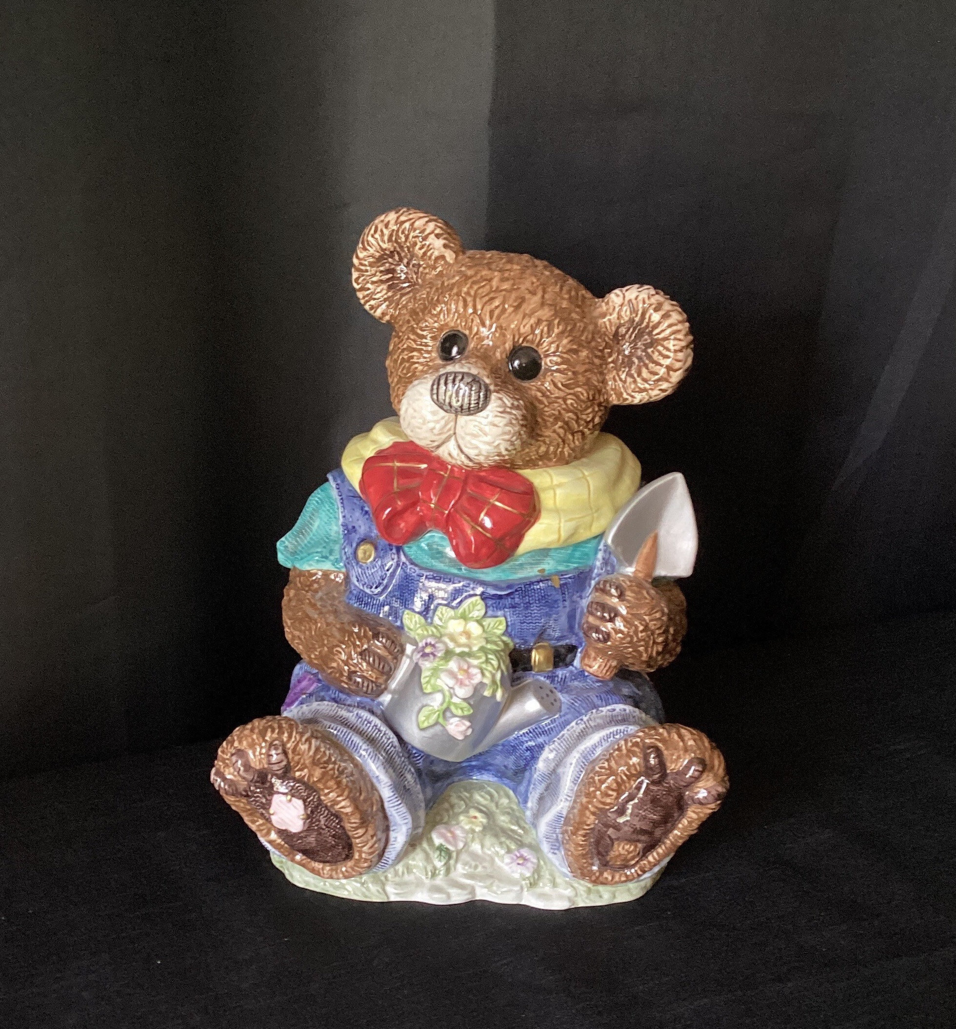 Vintage Dolomite Garden Teddy Bear Cookie Jar Hand Painted - Etsy