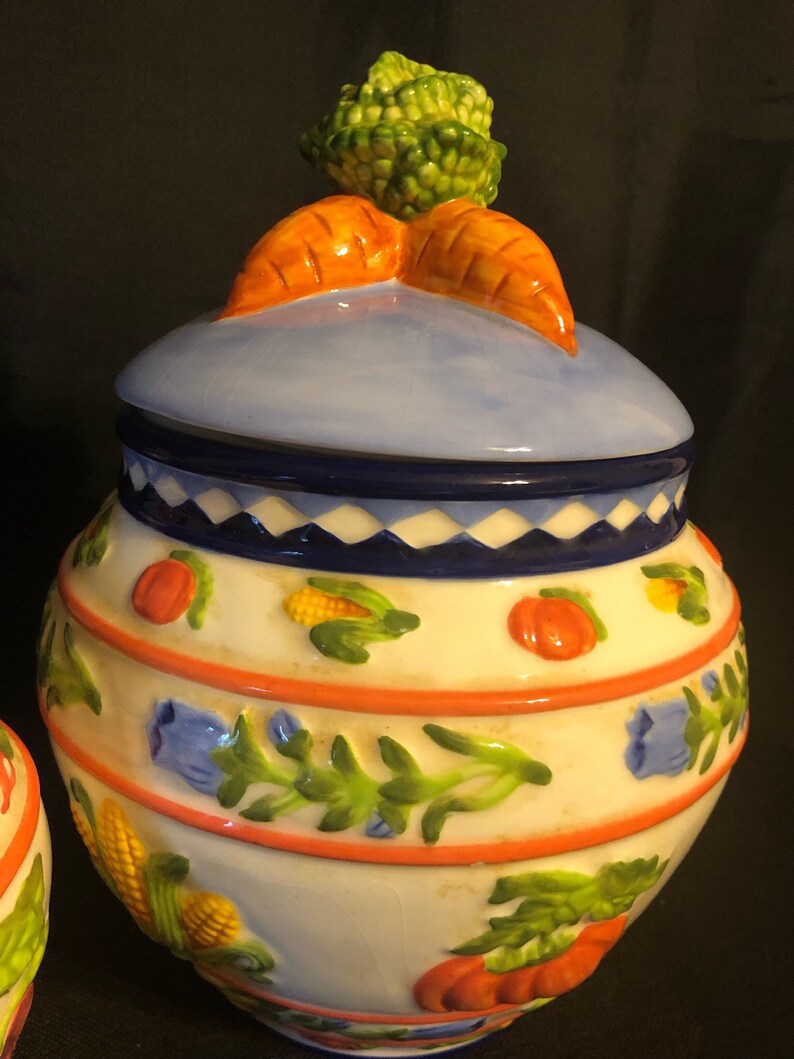Vintage ZRIKE Canister Set Cornucopia Hand Painted Vegetable Etsy