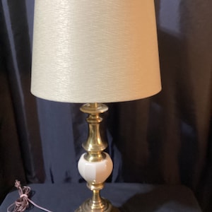 Vintage Stiffel Brass Table Night Stand Lamp With Ceramic Porcelain Center, Brass Lamp, Two Available-Sold Separately