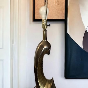 Mid Century Modern Sculptural Brass Table Lamp by Carl Falkenstein, Artistic Contemporary Styled Lamp.