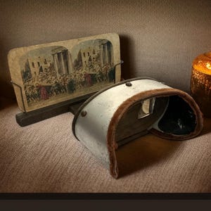 Vintage Antique 1890s The Perfecscope Wood Stereoscope Viewer, Stereoview Cards, Early Victorian Primitive Viewmaster