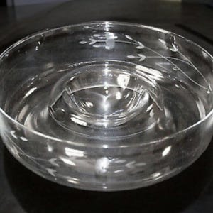 Etched Chip and Dip Bowl, Margarita Salt Bowl, Princess House Crystal Heritage Pattern