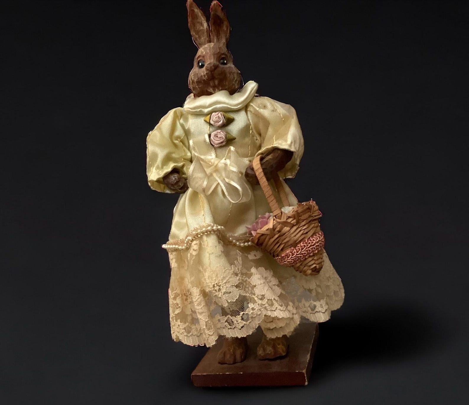 Vintage Victorian Rabbit Bunny Floral Tisket Tasket Basket Figurine, 10 ...
