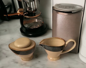 Vintage Sugar and Creamer Set by Gourmet Expressions, with Contemporary “Ocean Waves” Pattern Style