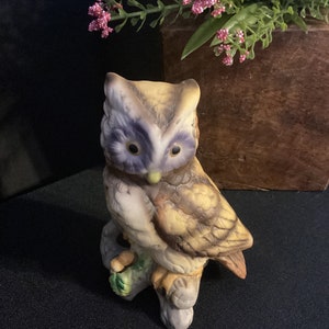 Vintage Porcelain Owl Figurine, Hand Painted Figurine, Ceramic Owl Figure