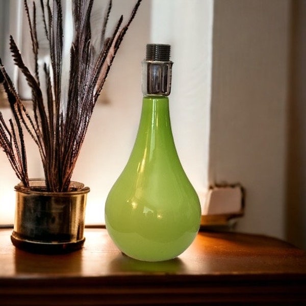 Green Teardrop Shaped Modern Small Table Lamp, Fun Lime Green Ceramic Accent Lamp