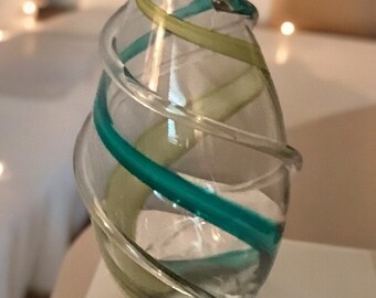 Large Blown Glass Swirl Vase, Contemporary Glass Vase