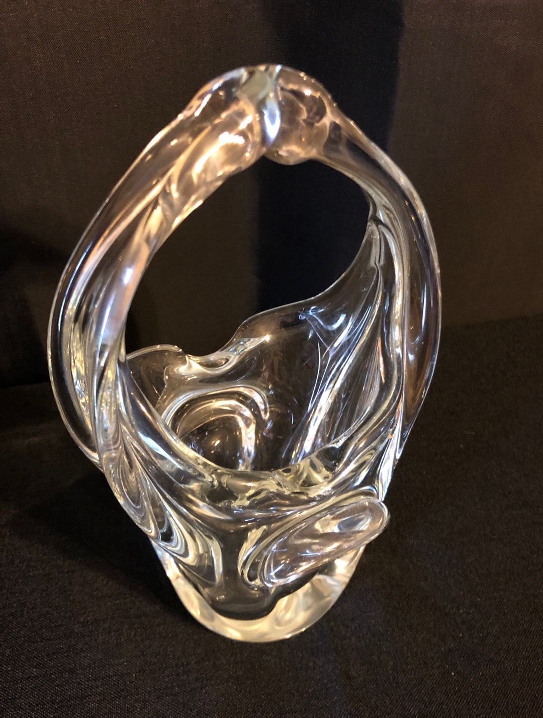 Vintage Blown Glass Basket, Action International LTD Glass, Clear Glass