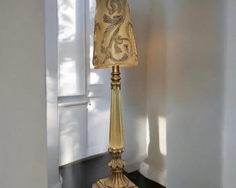 Vintage Tall Art Deco Candlestick Lamp with Beautiful Glass Body & Shade. Non working Condition.