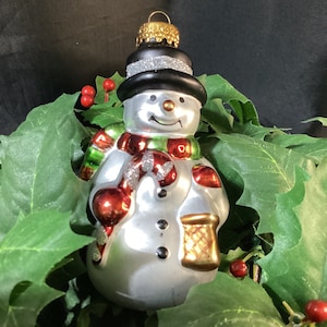 Holiday Ornament, Glass Snowman Christmas Ornament