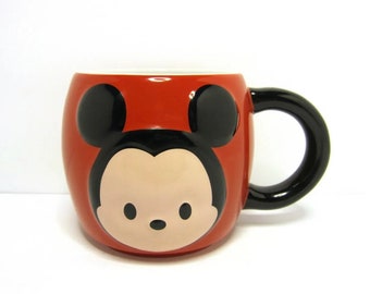 Disney Retro Mickey Mouse Round Coffee Cup Red Black Ceramic