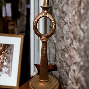 Vintage Aged Bronze Hammered Cast Iron Look Lamp, Industrial Keyhole Design
