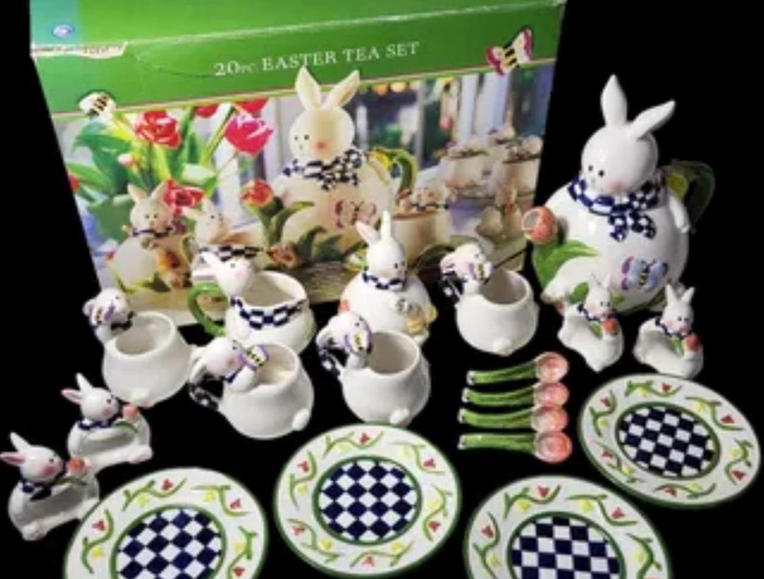 Vintage Bunny Tea Set, Complete, Original Box, Bunny Tea Set Vintage ...