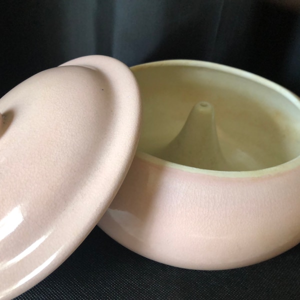 Vintage Casserole, Pink Ceramic Ovenware Bakeware Dish with Unique Cone Vented Shaped Bottom