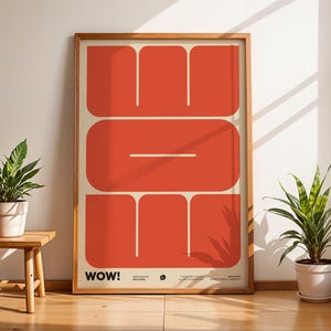 大胆な赤いウォールアート、ファンキーなポップアートプリント、WOWタイポグラフィポスター、ドーパミンデコレーション