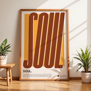 Soul Definition Print, 70s Retro Typography Poster, Mid Century Modern Wall Art