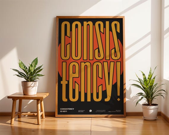 Consistency is Key, Retro Bold Typography Poster, Motivational Poster, Modern Wall Art Print