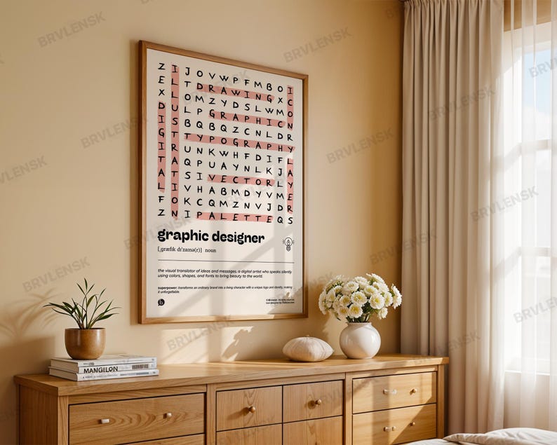 Graphic Designer Poster / Definition Wall Art Print / Design Word Search Gift / Studio Office Decor image 2