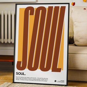Soul Definition Print, 70er Jahre Retro Typographie Poster, Mid Century Modern Wall Art Bild 3