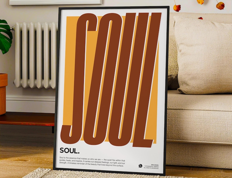 Soul Definition Print, 70er Jahre Retro Typographie Poster, Mid Century Modern Wall Art Bild 3