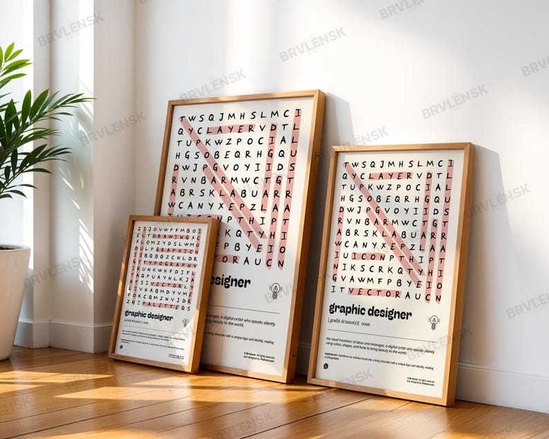Graphic Designer Poster / Definition Wall Art Print / Design Word Search Gift / Studio Office Decor image 5
