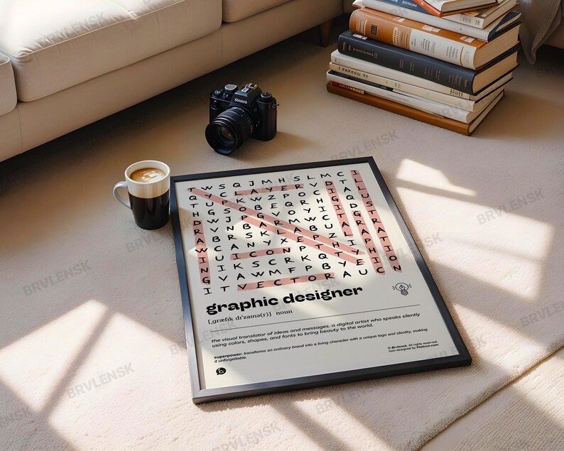 Graphic Designer Poster / Definition Wall Art Print / Design Word Search Gift / Studio Office Decor image 4
