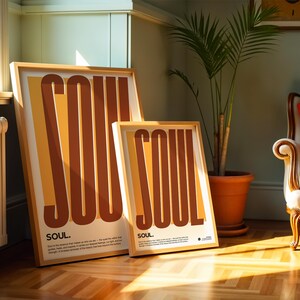 Soul Definition Print, 70er Jahre Retro Typographie Poster, Mid Century Modern Wall Art Bild 2