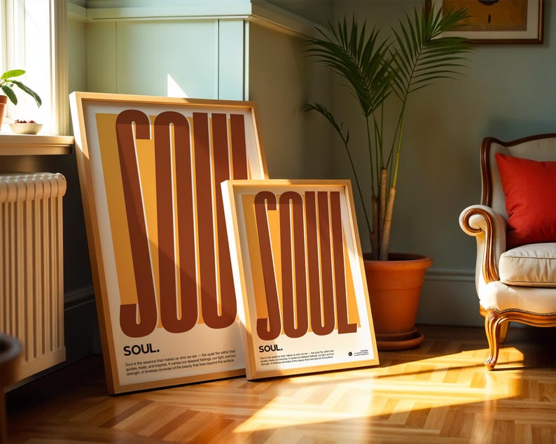 Soul Definition Print, 70er Jahre Retro Typographie Poster, Mid Century Modern Wall Art Bild 2