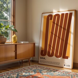Soul Definition Print, 70er Jahre Retro Typographie Poster, Mid Century Modern Wall Art Bild 4