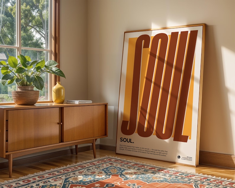 Soul Definition Print, 70er Jahre Retro Typographie Poster, Mid Century Modern Wall Art Bild 4