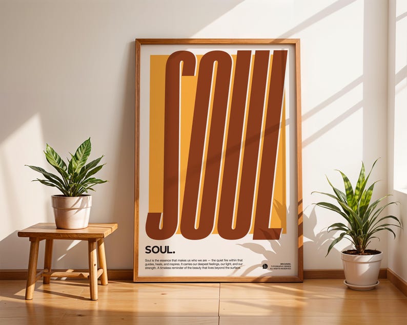 Soul Definition Print, 70er Jahre Retro Typographie Poster, Mid Century Modern Wall Art Bild 1