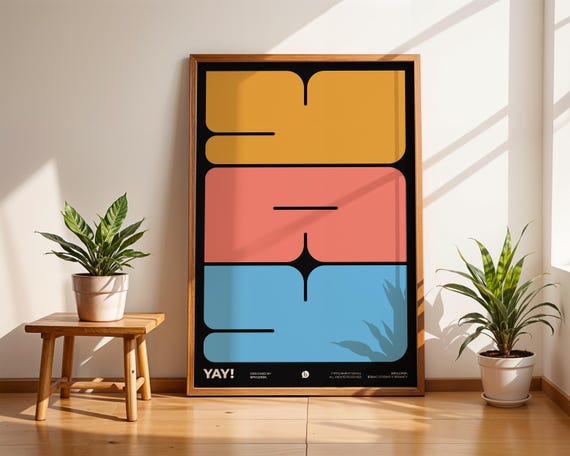 Bold Typography YAY Wall Art, Retro Color Poster, Maximalist Dopamine Decor, Living Room Print