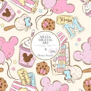 GLITTER Magical Mouse Park Snacks Spring and Summer Repeating Pattern for Fabric Sublimation | Seamless File